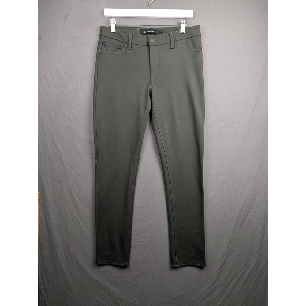 Calvin Klein Jeans Womens Size 10 Olive Green Ponte Skinny Pants Stretch